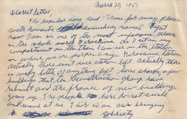 Letter from Paul Greenberg to Esther Greenberg, March 20, 1951 (excerpt)