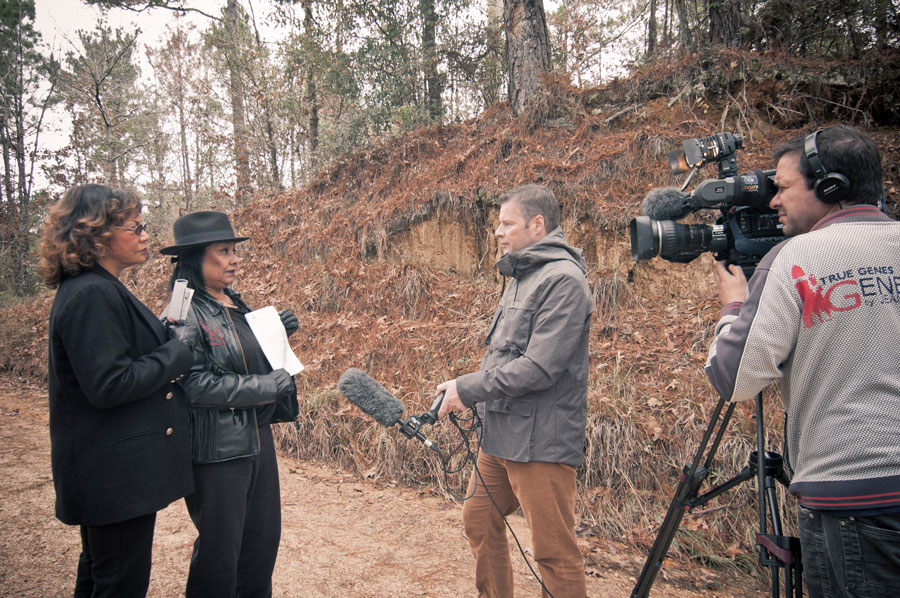 Catherine and Shirley Walker interviewed by Al Jazeera English on Poor House Road, Wilkinson County, MS (Photo by Ben Greenberg)