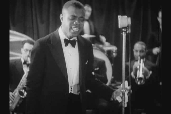 Still from 1933 film of Louis Armstrong in Copenhagen, Denmark.